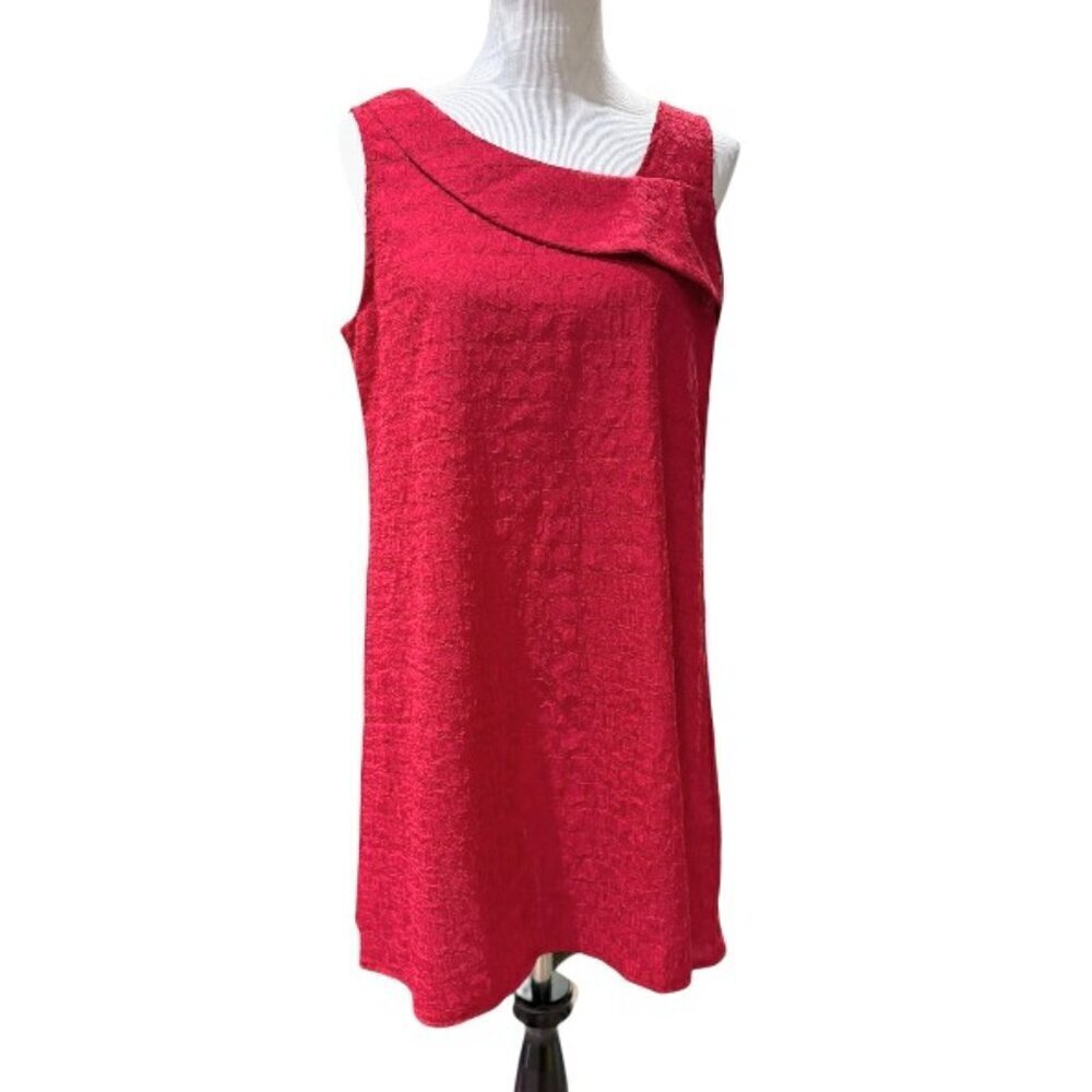 Sleeveless Slant Neck Tank Dress Red Size Medium